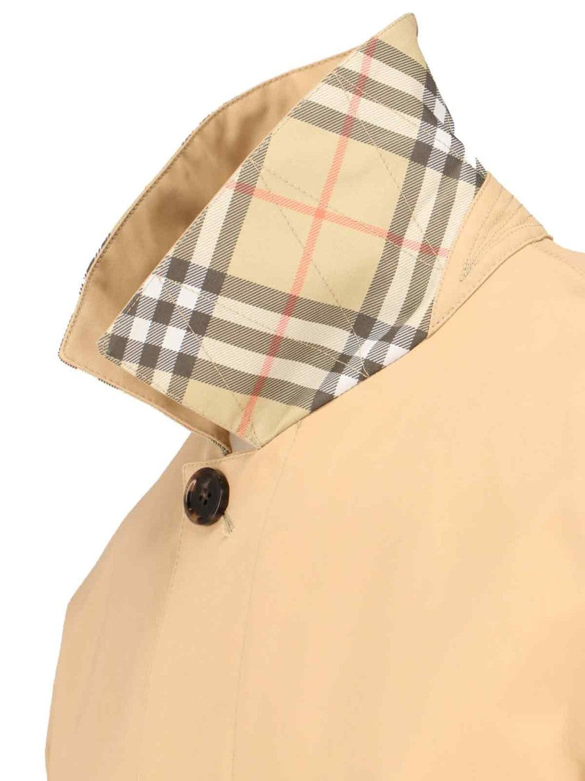 Burberry Check Lining Beige Cotton Coat