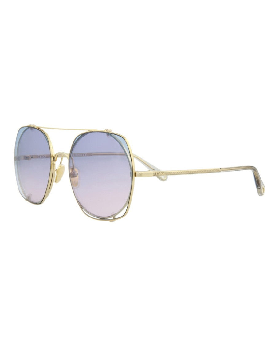 Chloé Square-Frame Metal Sunglasses