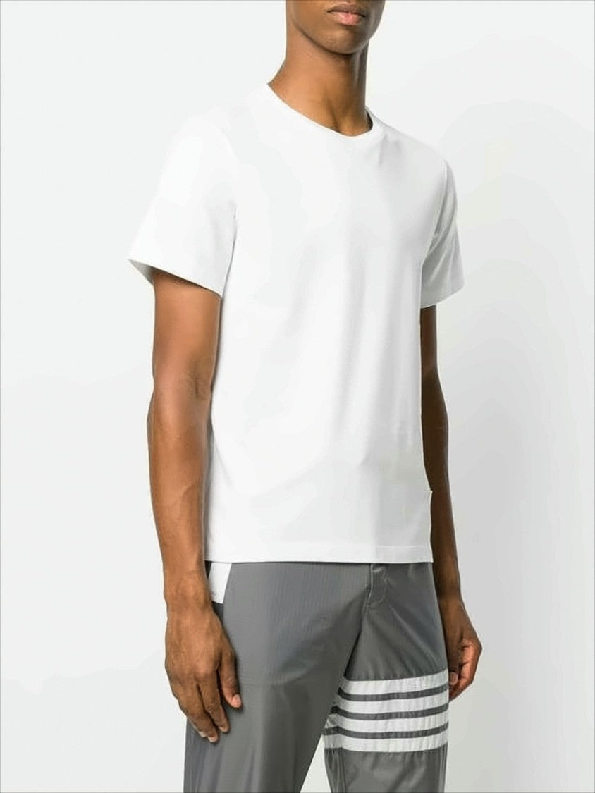 Thom Browne Short-Sleeved Cotton T-Shirt With Signature Stripe Detail