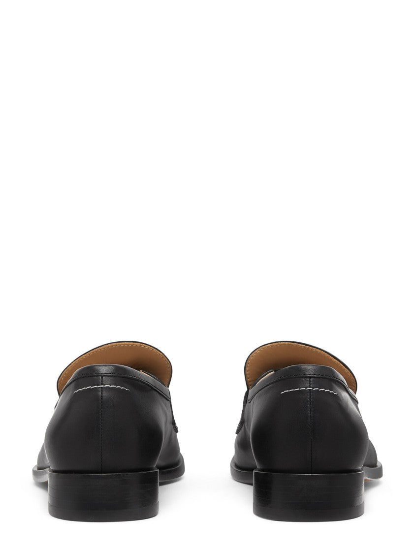 Mm6 By Maison Margiela Pointed Toe Black Calf Leather Flats