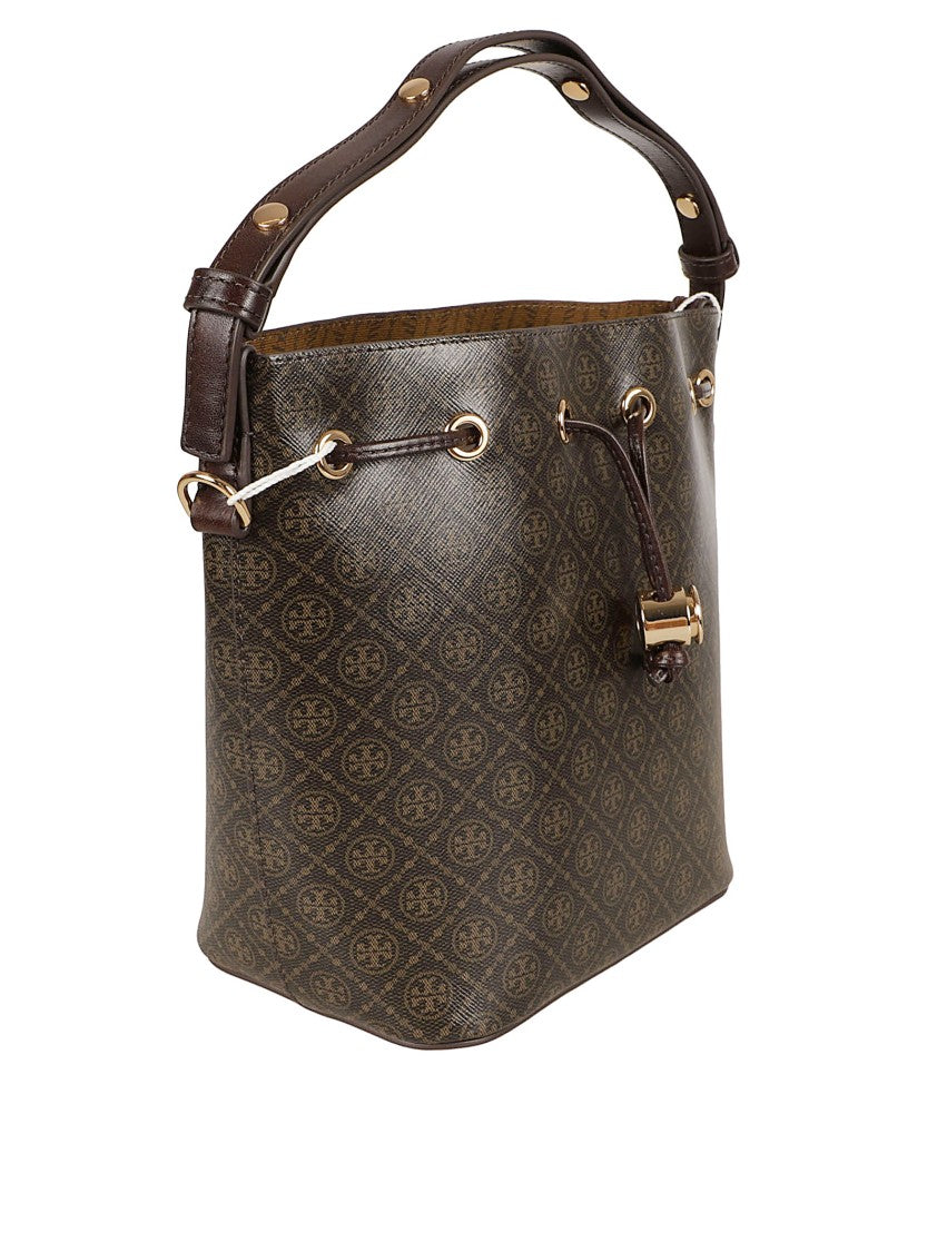 Tory Burch Structured Bucket Bag With Geometric Pattern