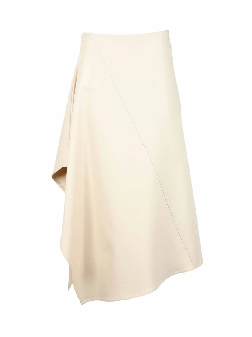 Bottega Veneta Asymmetric Long Skirt With Diagonal Seam Detail