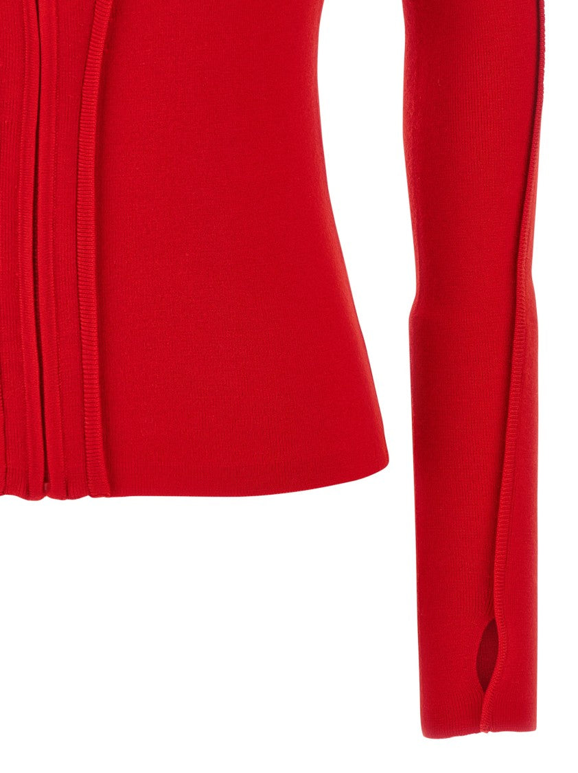 Victoria Beckham Slim-Fit Cardigan With Wool Hood And Ribbed Detailing