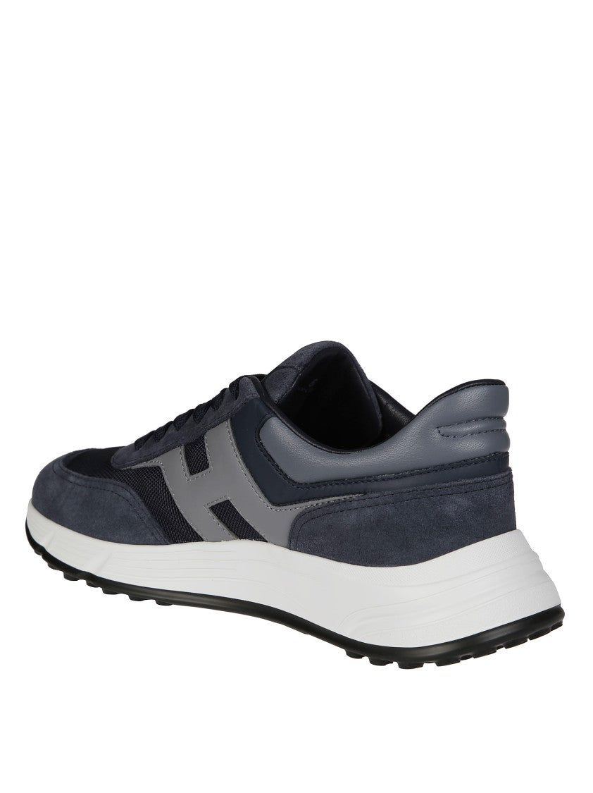 Hogan Dark Blue Suede And Mesh Sneakers