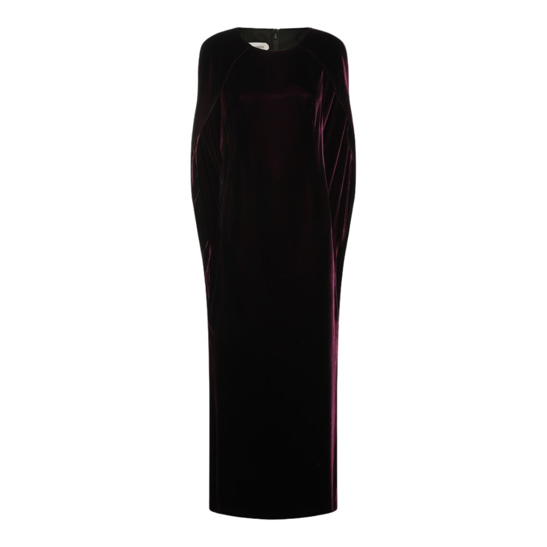 Alberta Ferretti Floor-Length Velvet Dress With High Neckline And Draped Sleeves