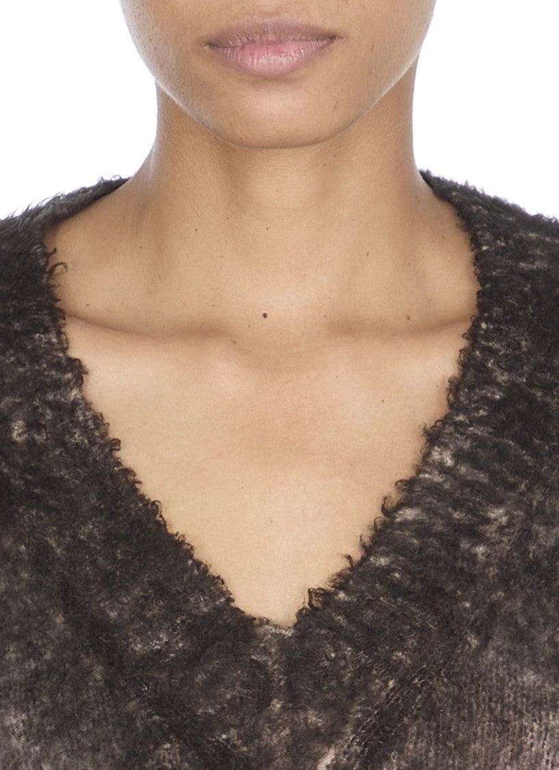 Avant Toi Deep V-Neck Cotton Blend Sweater