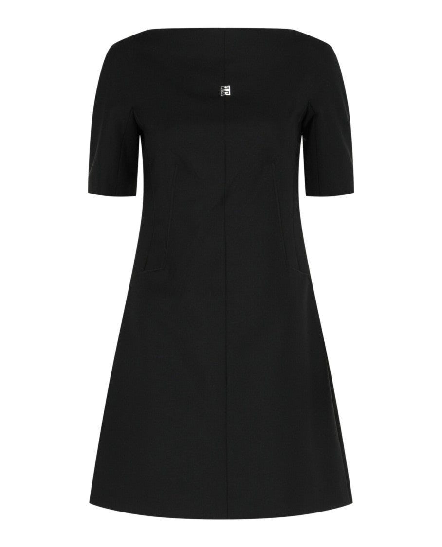 Givenchy Contrast Trim Mini Dress With Boatneck And Flare Hem
