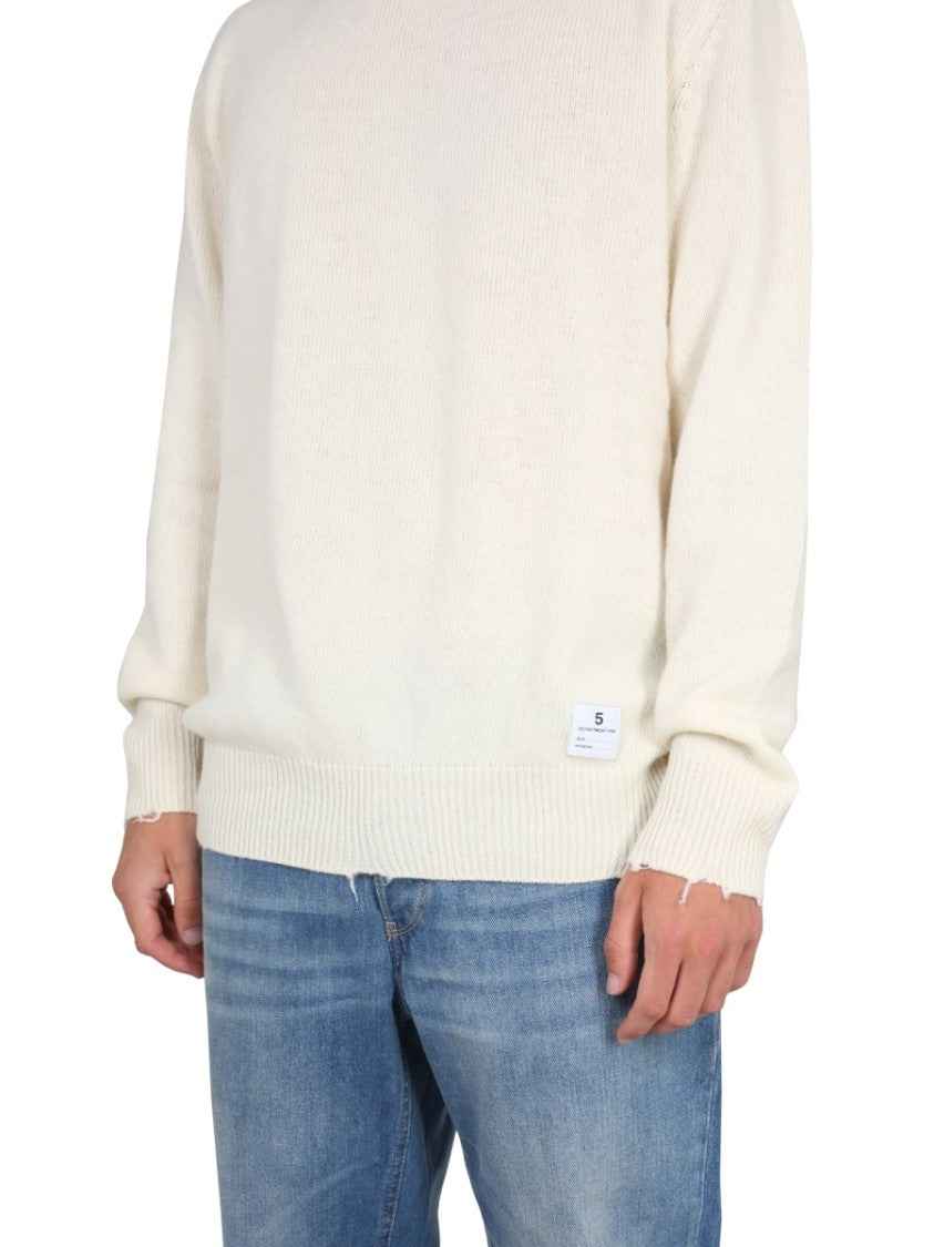 Department 5 Ribbed Collar Sweater With Cross-Neck Detail