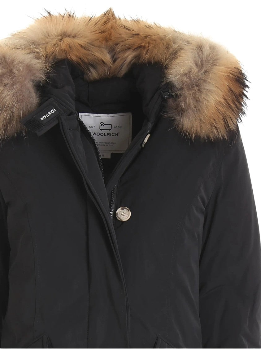 Woolrich Black Luxury Raccoon Fur Trimmed Down Parka