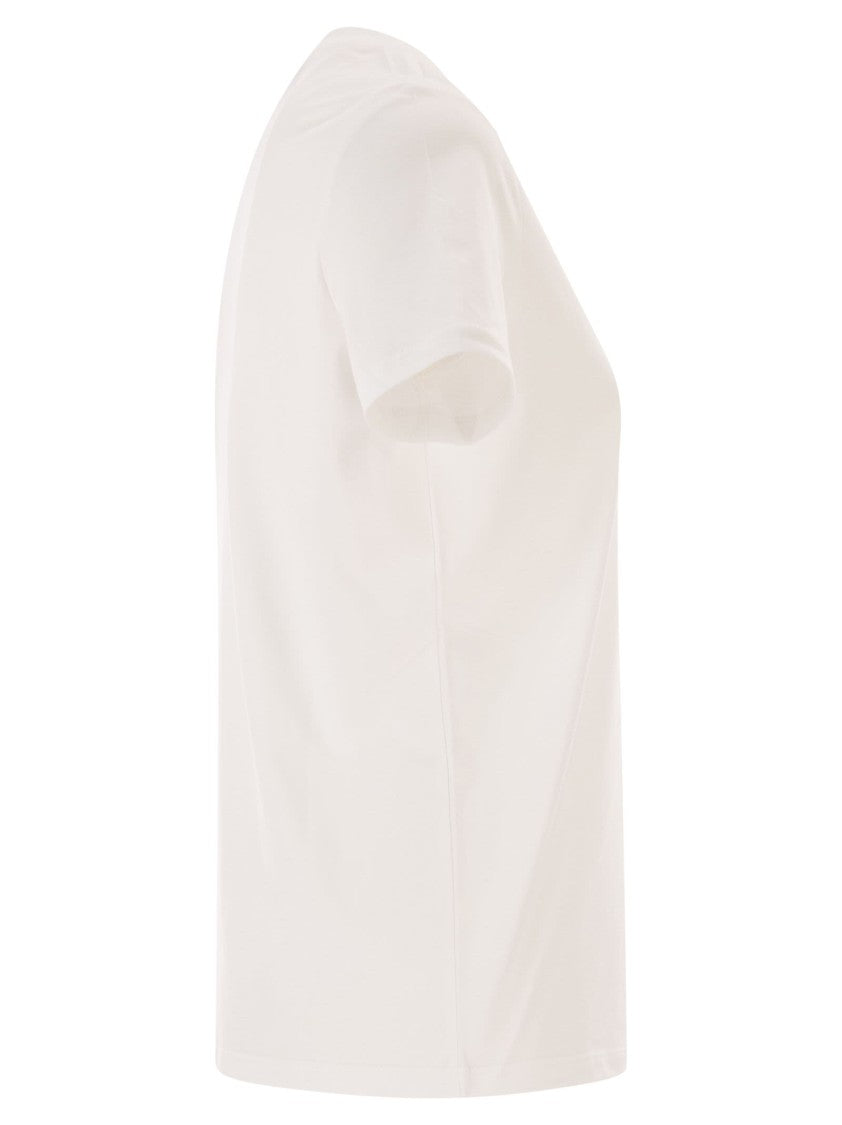 Elisabetta Franchi White Jersey T-Shirt With Embroidered Logo
