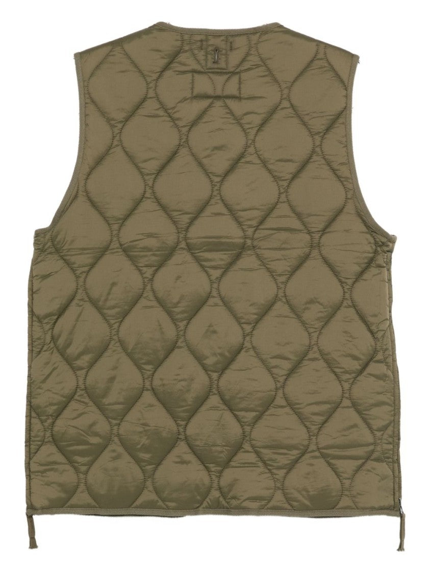 Sebago Quilted Green Puffer Vest With Rounded Neckline