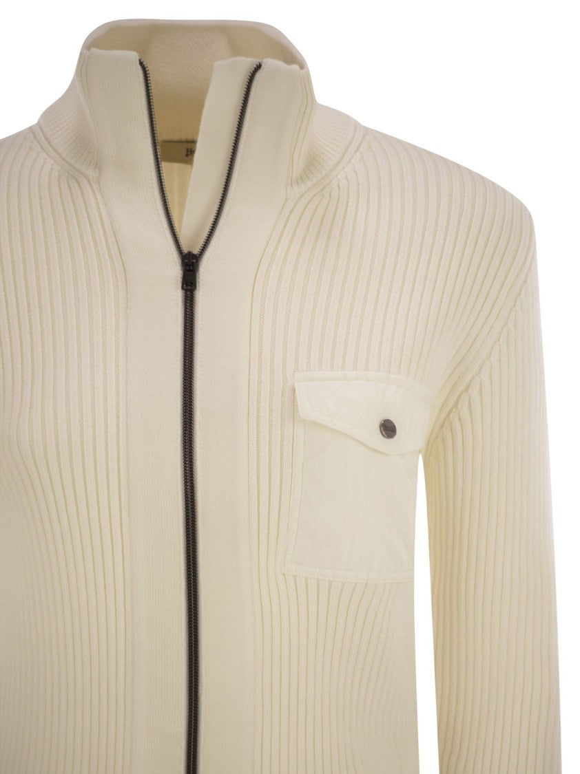 Herno Wool Ribbed Cardigan