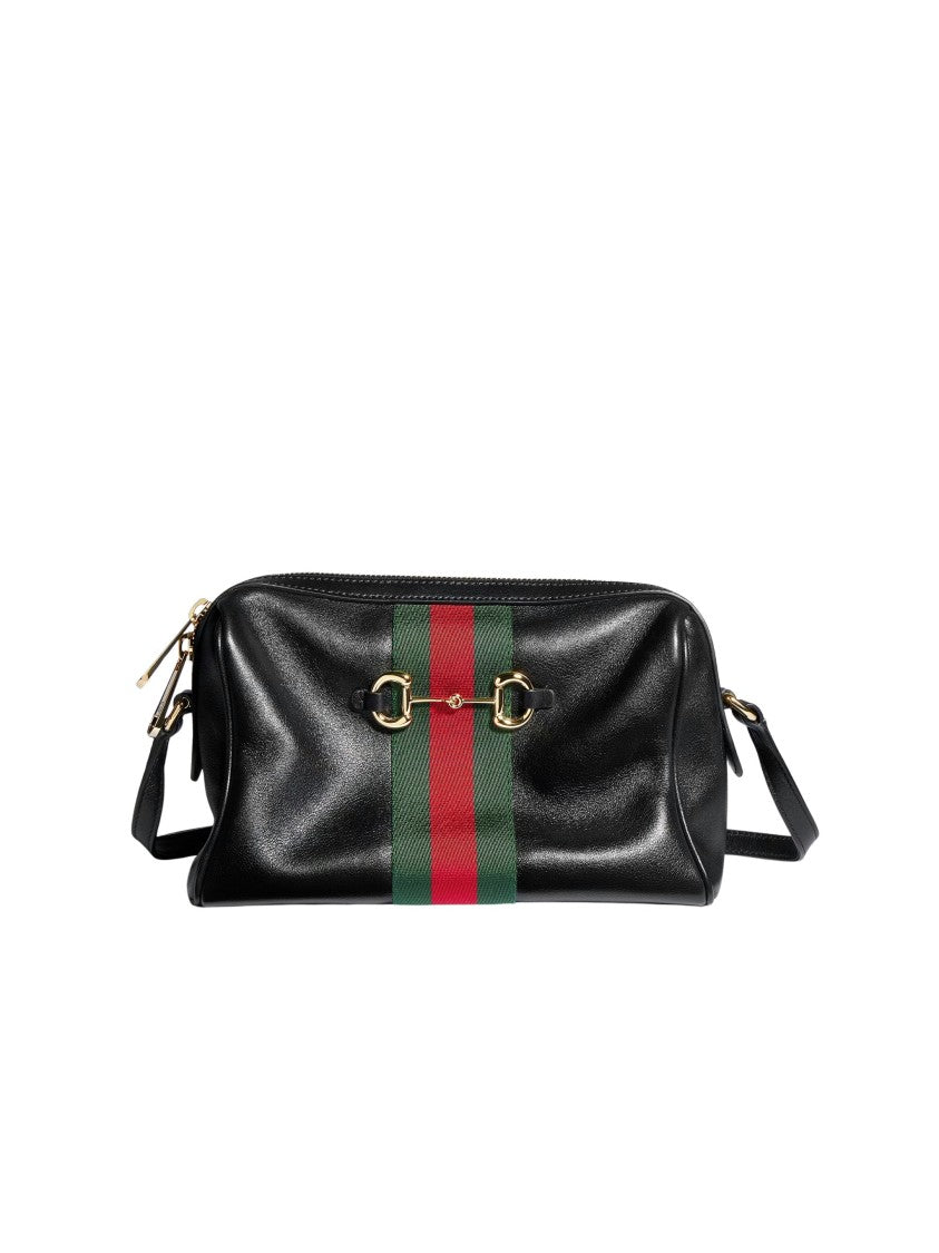 Gucci Black Soft Leather Horsebit Camera Bag