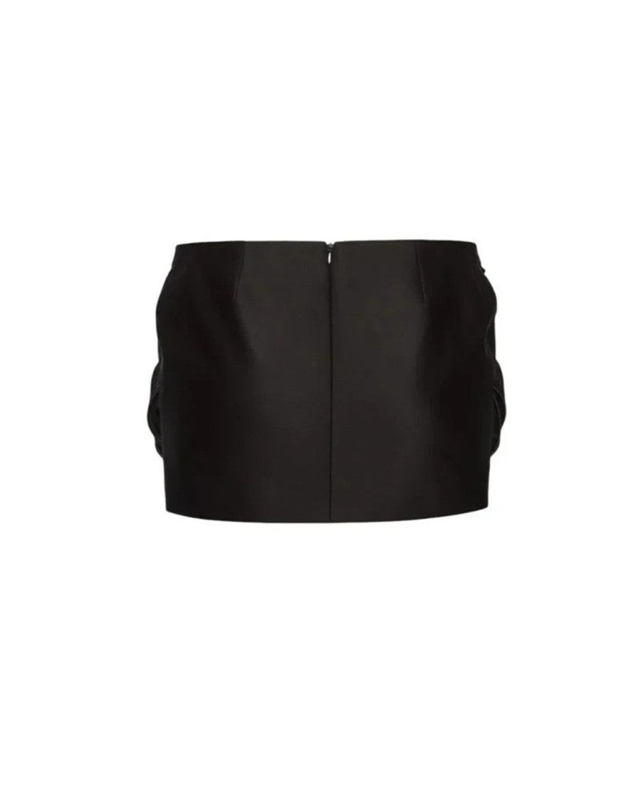 Magda Butrym Cotton Mini Skirt With Sculptural Rose Appliqués