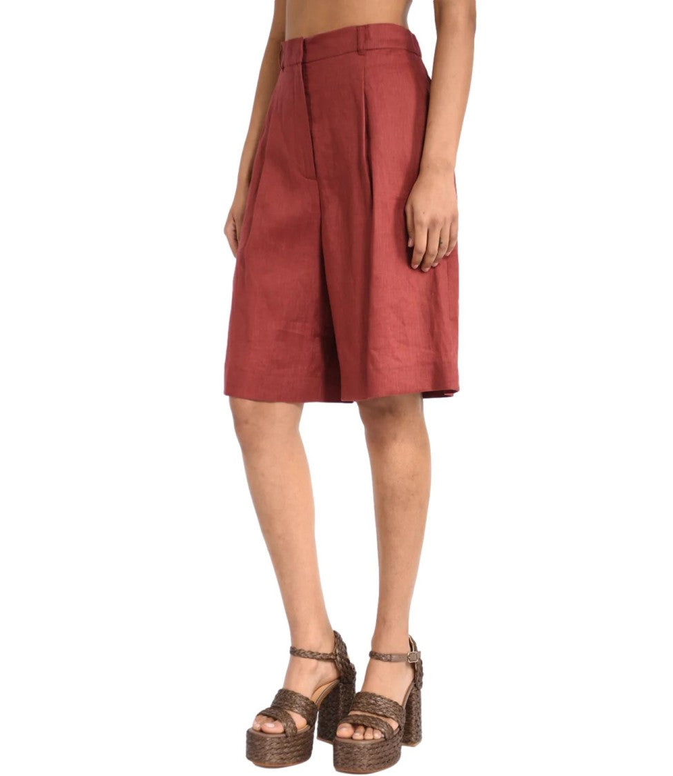 Max Mara Red Virgin Wool Casual Shorts