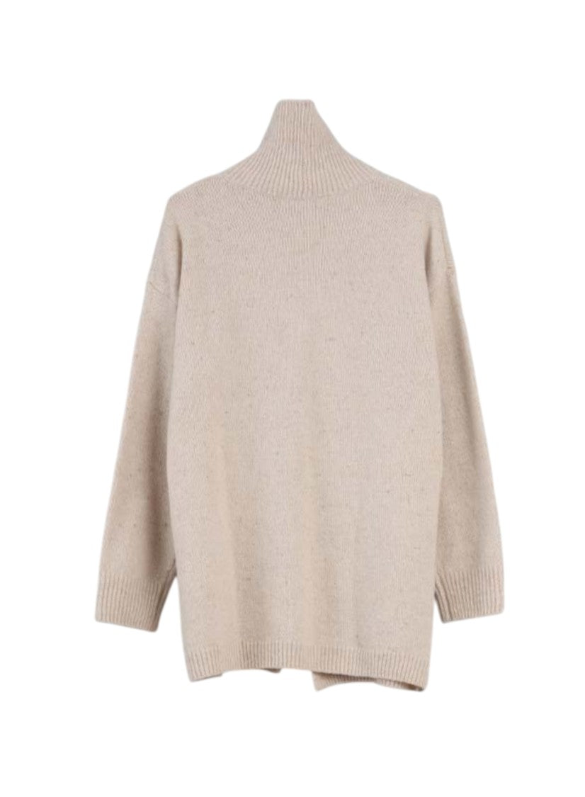 Max Mara Asymmetrical Long-Sleeved Sweater With Ribbed Neckline