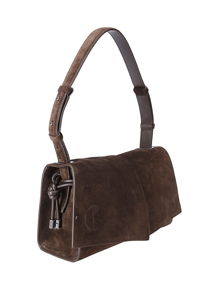 Christian Louboutin Suede Shoulder Bag With Drawstring Closure