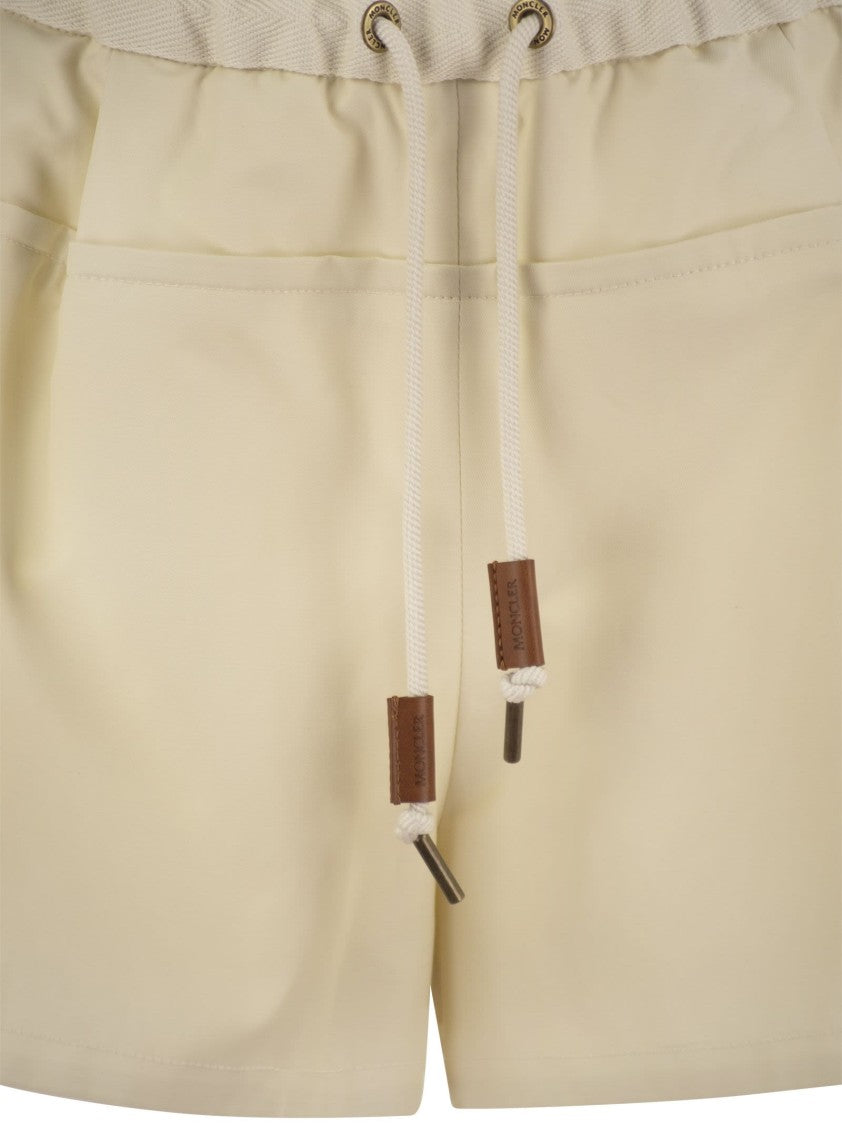 Moncler Flared Twill Shorts With Cotton Waistband