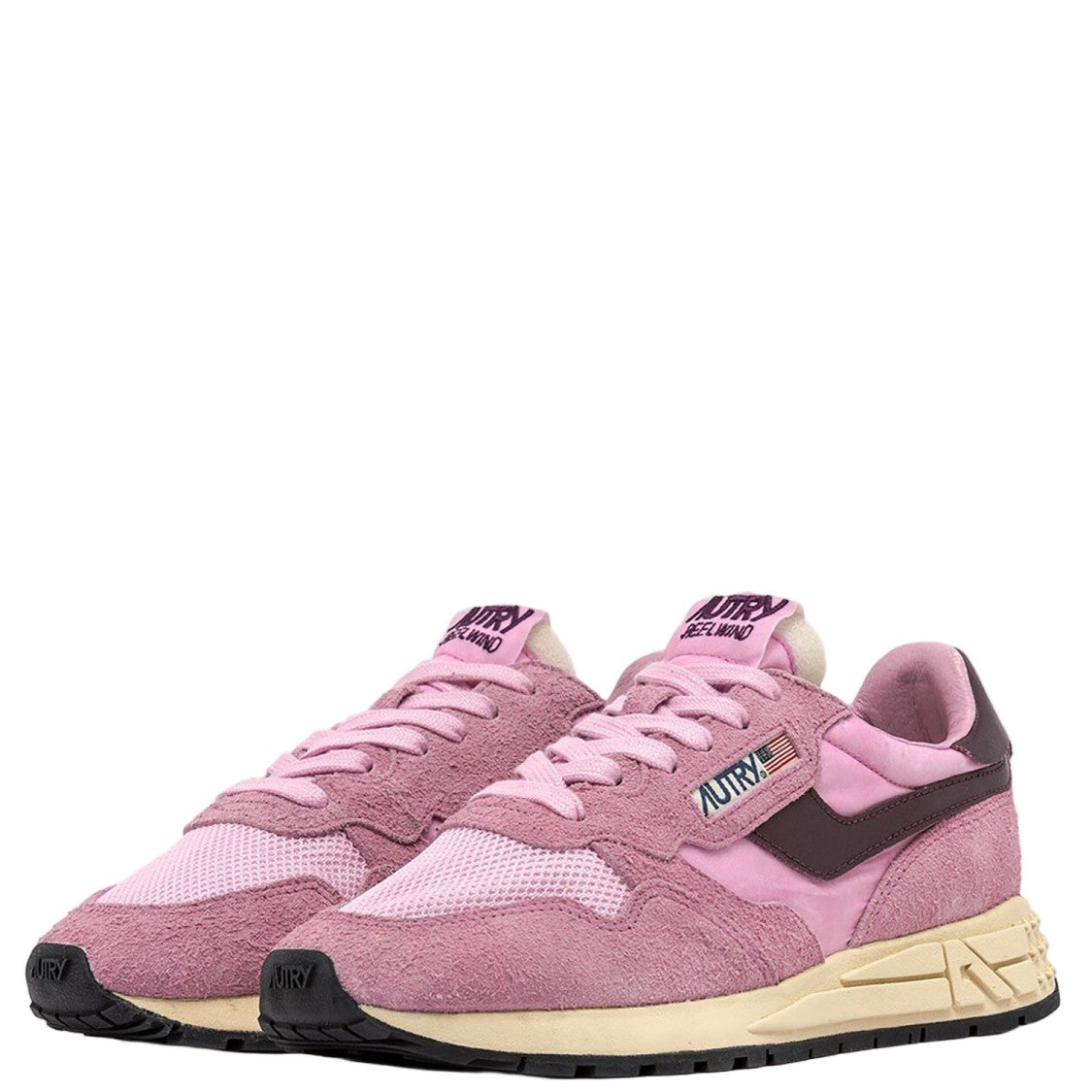 Autry Panel-Designed Suede And Nylon Sneakers With Rubber Sole