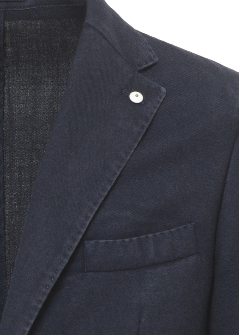Lubiam Blue Classic Lapel Wool Blazer