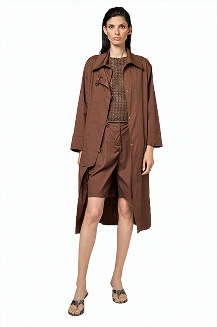 Alpha Studio Cotton-Blend Mid-Length Trench Coat