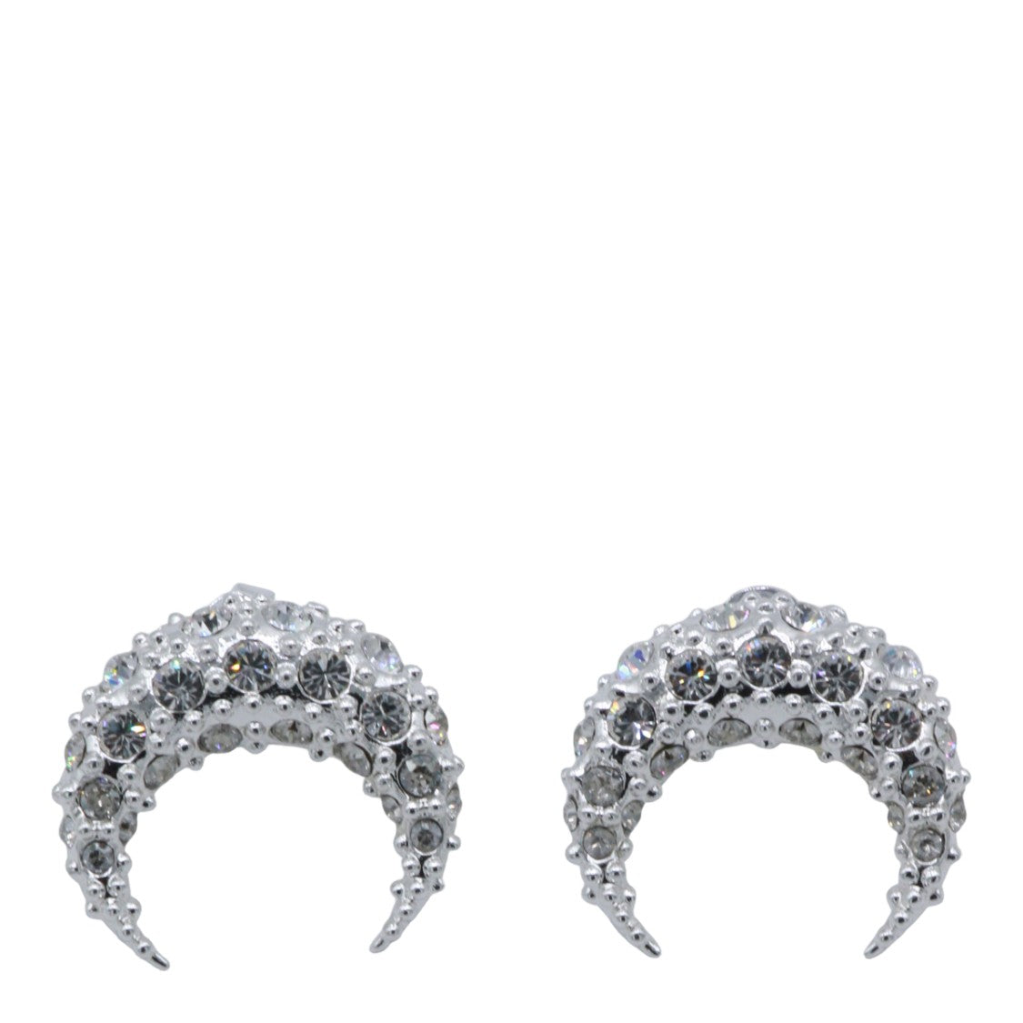 Marine Serre Crescent-Shaped Silver-Tone Earrings With Textured Crystal Detailing