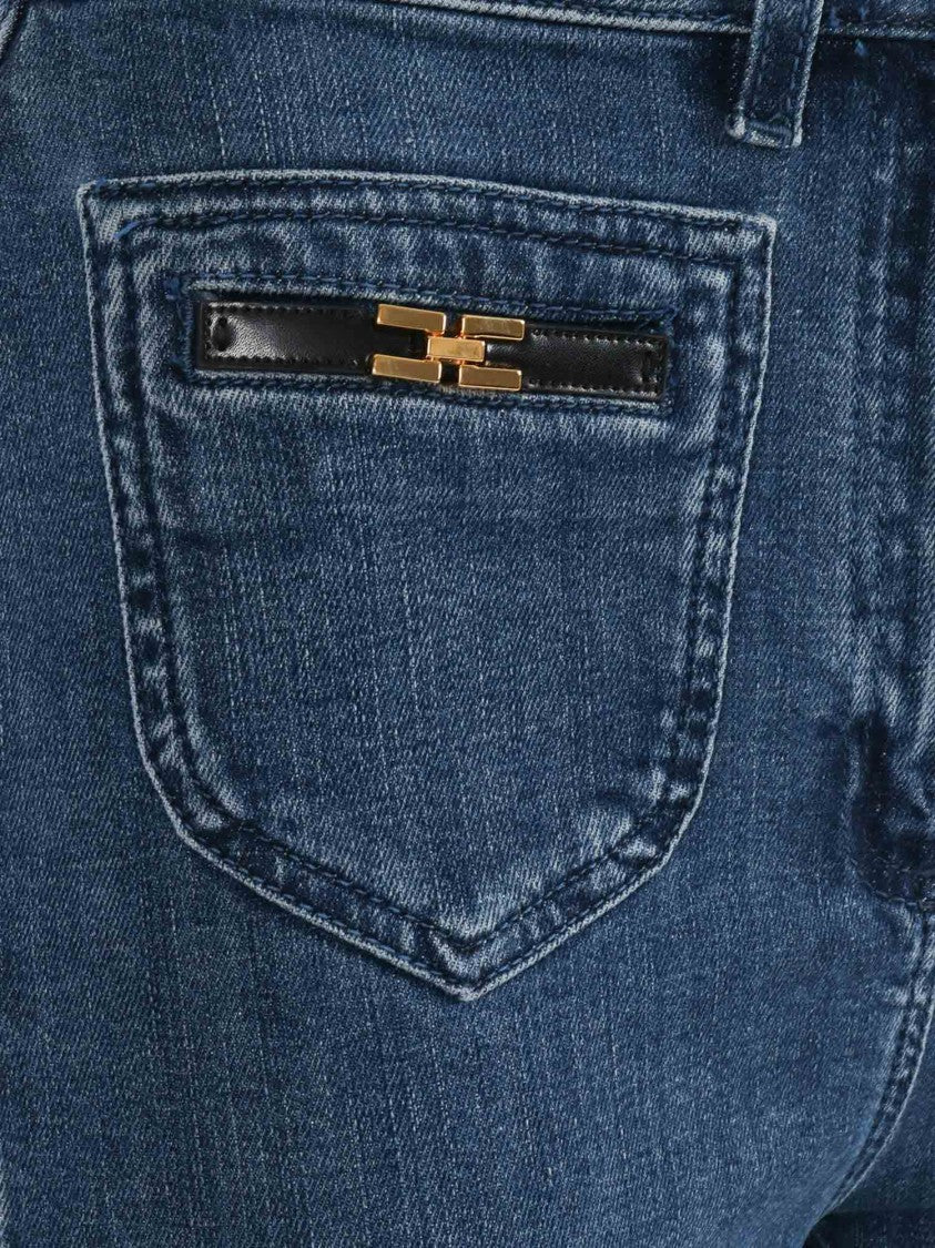 Elisabetta Franchi Distinctive Back Pocket Fitted Flared Jeans