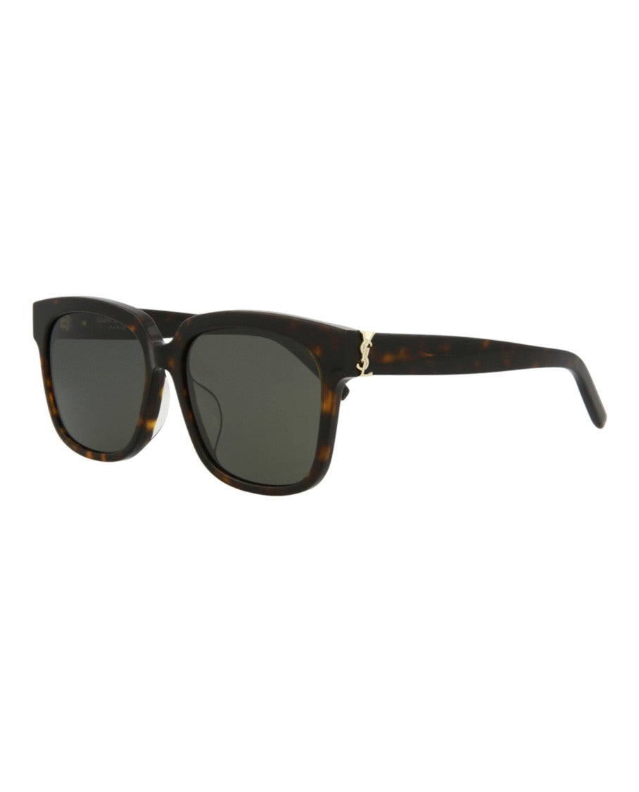 Saint Laurent Tortoiseshell Rectangle-Frame Acetate Sunglasses With Saddle Nose Bridge