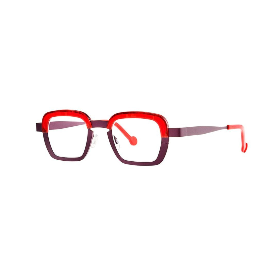 Theo Parachute 005 Lilac Matte + Red Marble Bold Square Eyeglasses