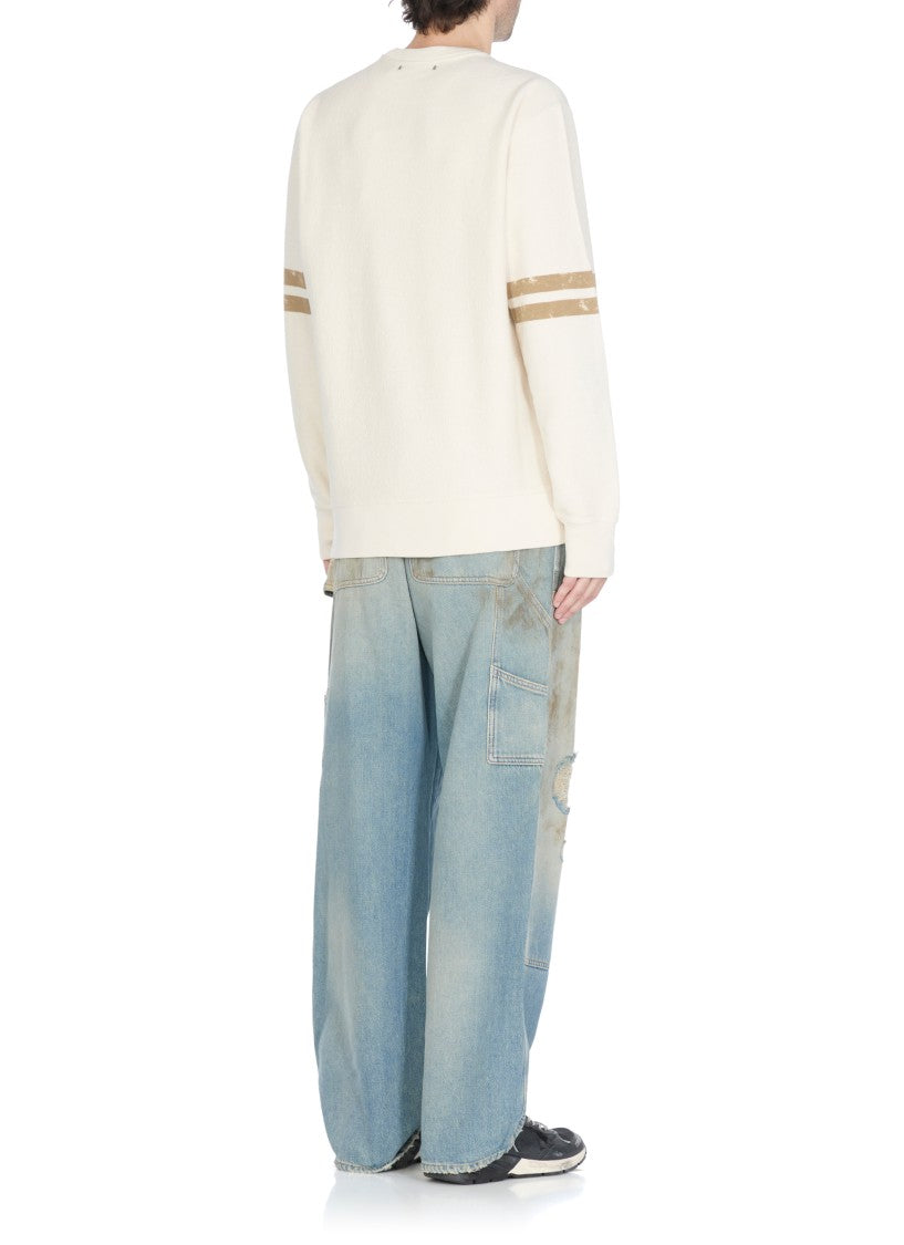 Golden Goose Ivory Cotton Sweatshirt With Contrasting Logo