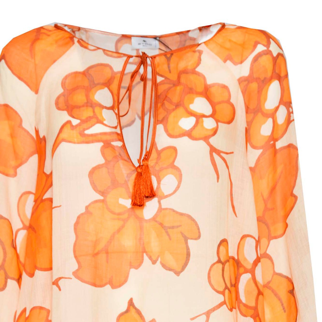 Etro Orange Printed Ramie Blouse