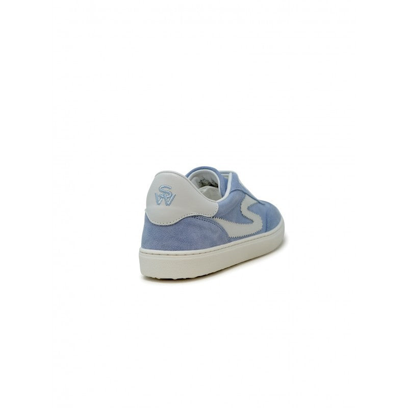 Stuart Weitzman Light Blue And White Leather/Suede Runaround Sneakers