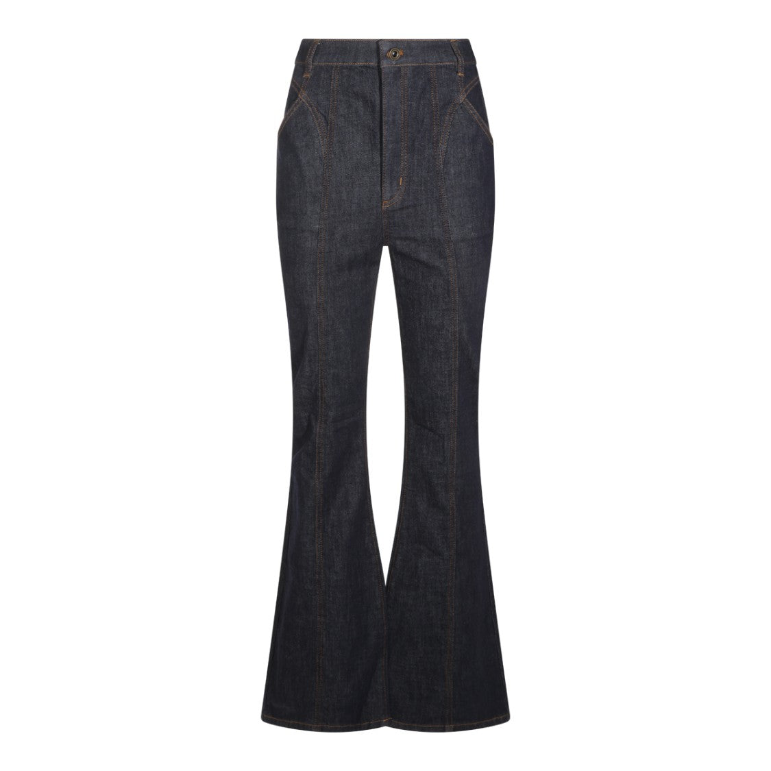 Self-Portrait High-Waist Contrast Stitching Flared Jeans