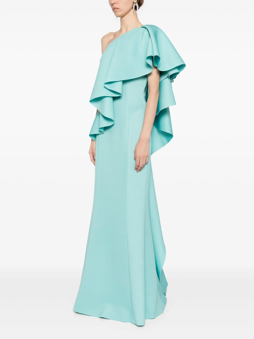 Saiid Kobeisy Ruffled Scuba Long Dress