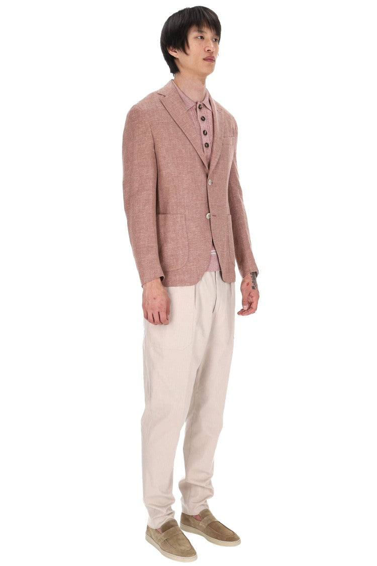 Eleventy Cross-Ply Salmon Linen-Wool-Silk Blazer