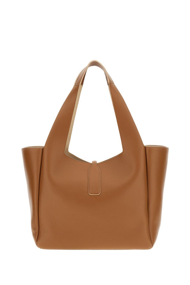 Hogan Beige Leather Shopping Trend Tote Bag