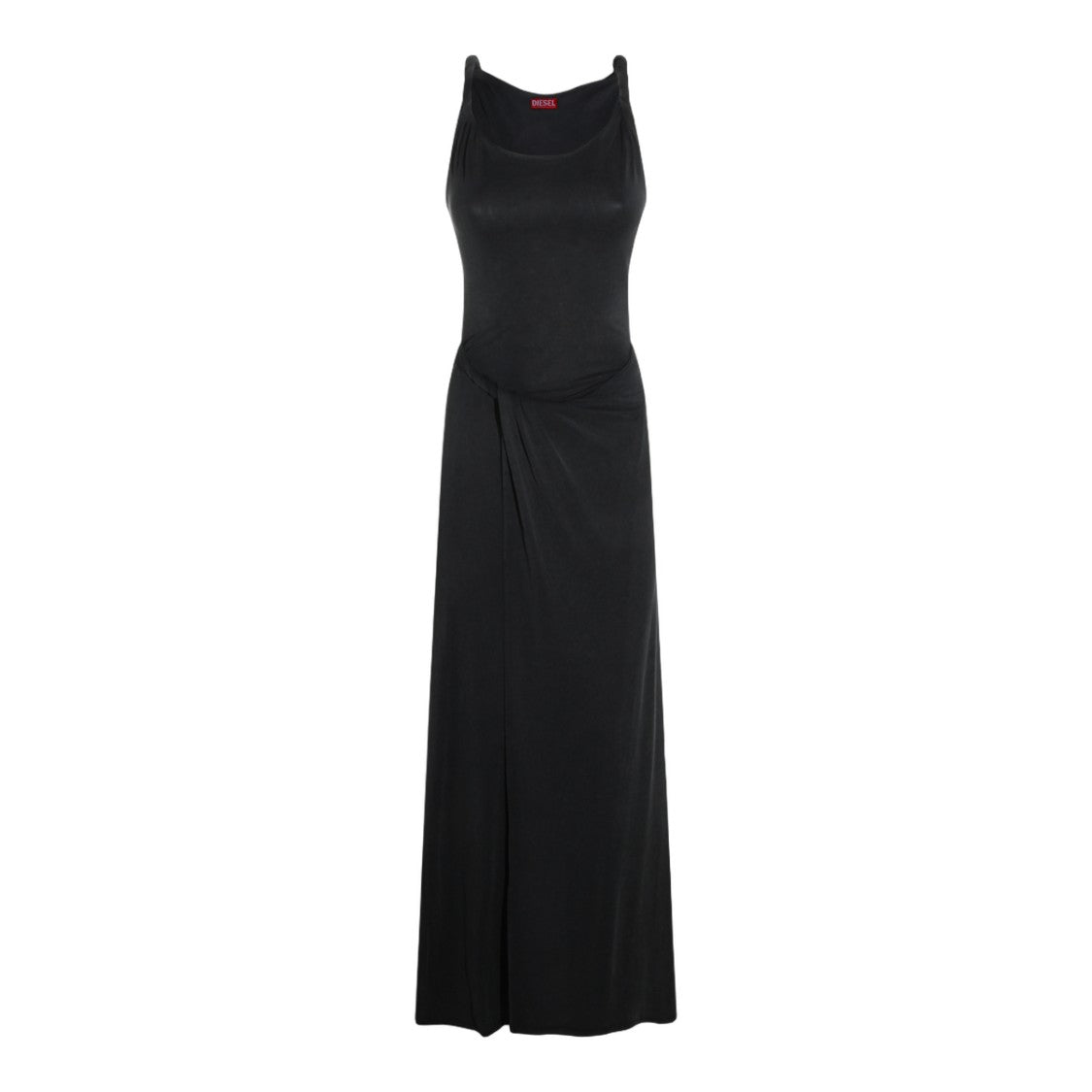 Diesel Sleeveless Black Maxi Dress With Twisted Strap
