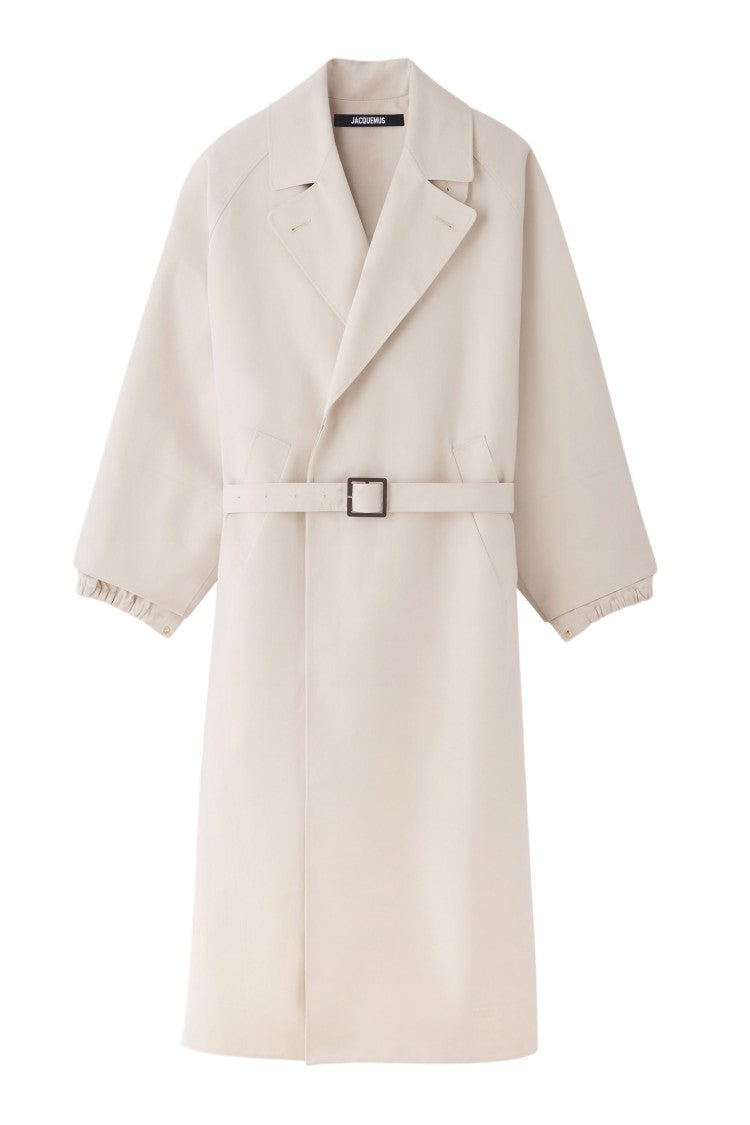Jacquemus Long Oversized Trench Coat With Reversible Lapel And Adjustable Belt