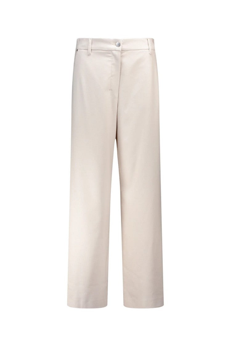 Max Mara Beige Cotton-Blend Wide-Leg Pants