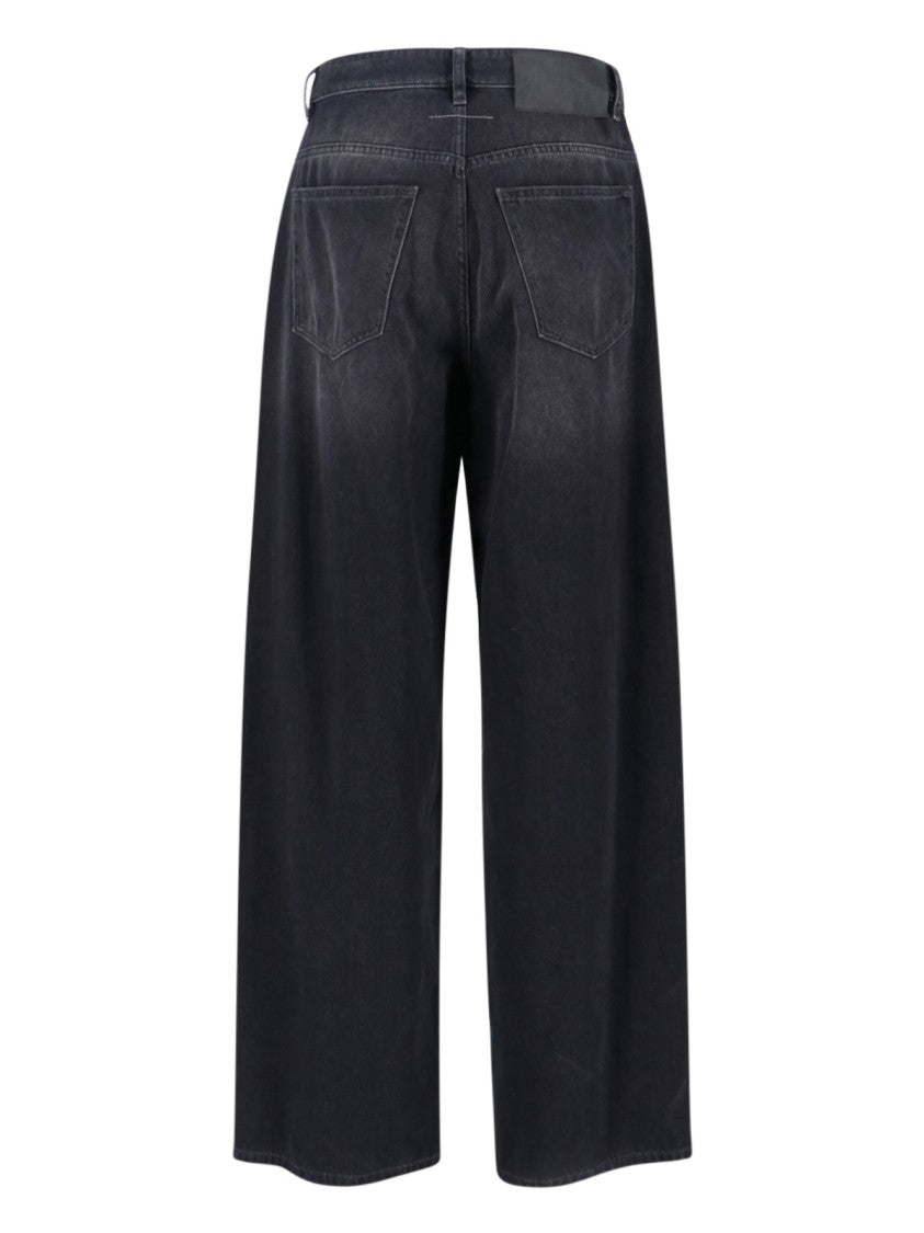 Mm6 By Maison Margiela Baggy Jeans In Black Cotton Denim