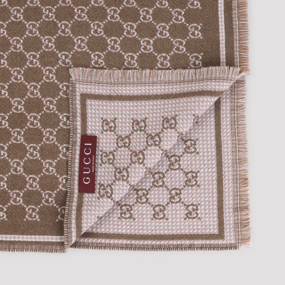 Gucci Double-G Pattern Rectangular Scarf With Fringed Edges
