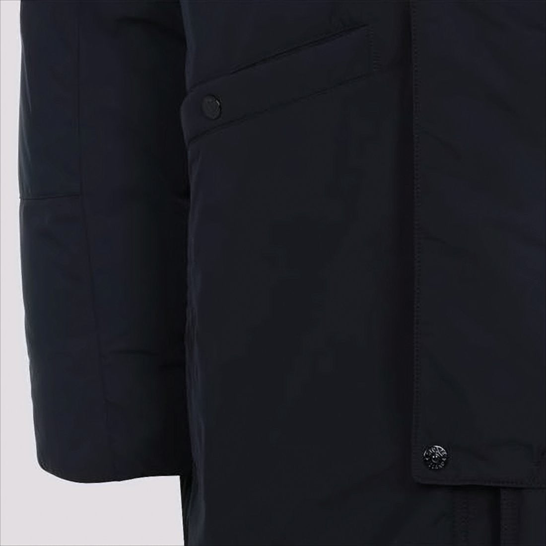 Stone Island Long Insulated Padded Jacket With High Collar And Hood