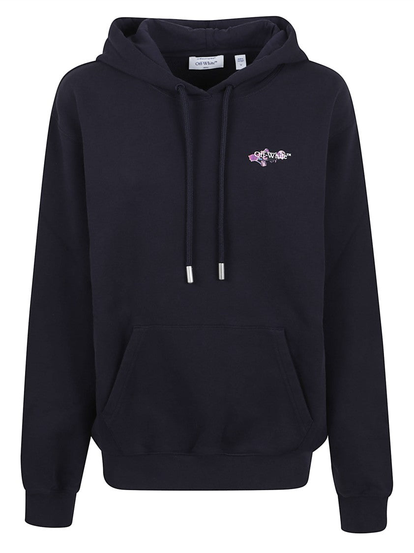 Off-White Relaxed-Fit Blue Hoodie With Artistic Graphics