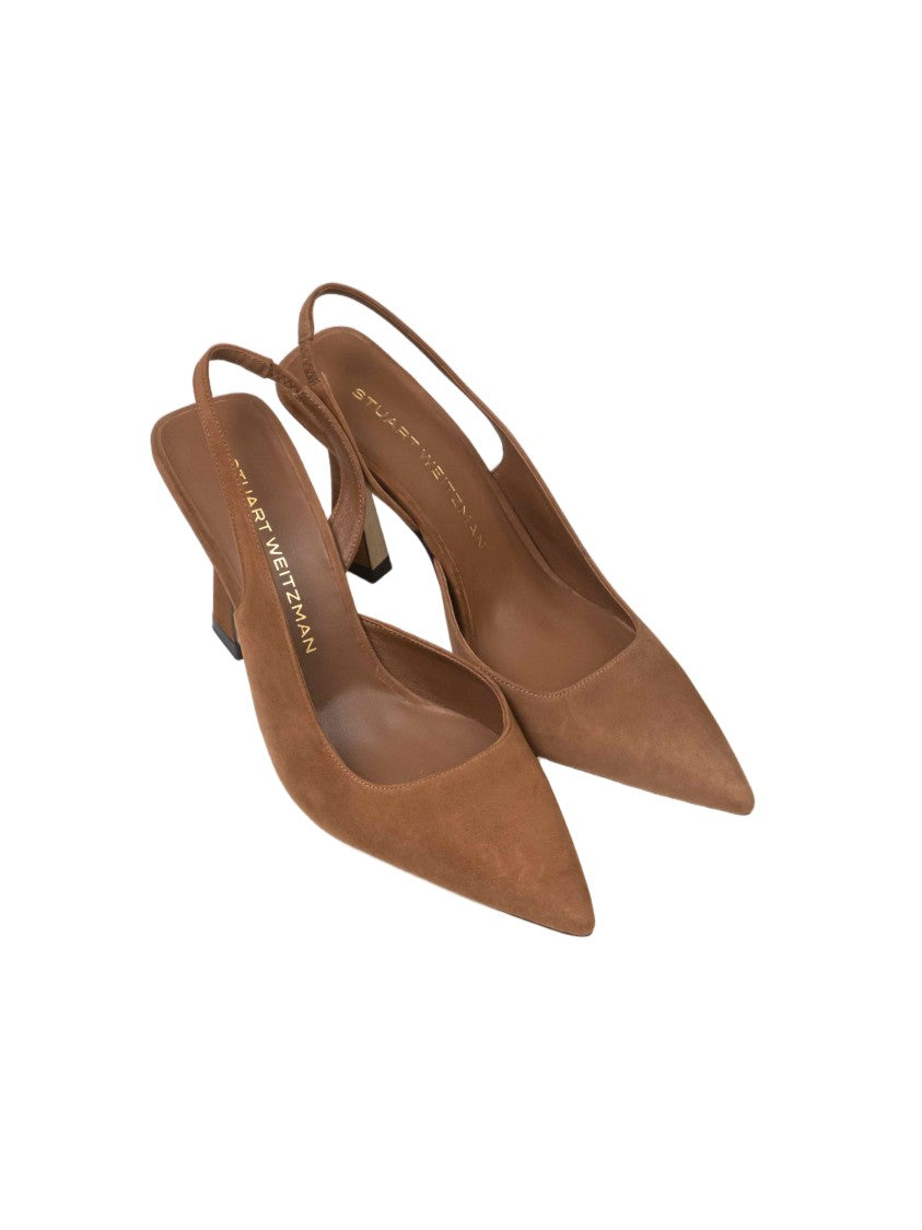 Stuart Weitzman Vinnie 85 Pointed-Toe Flared Heel Slingback Pumps