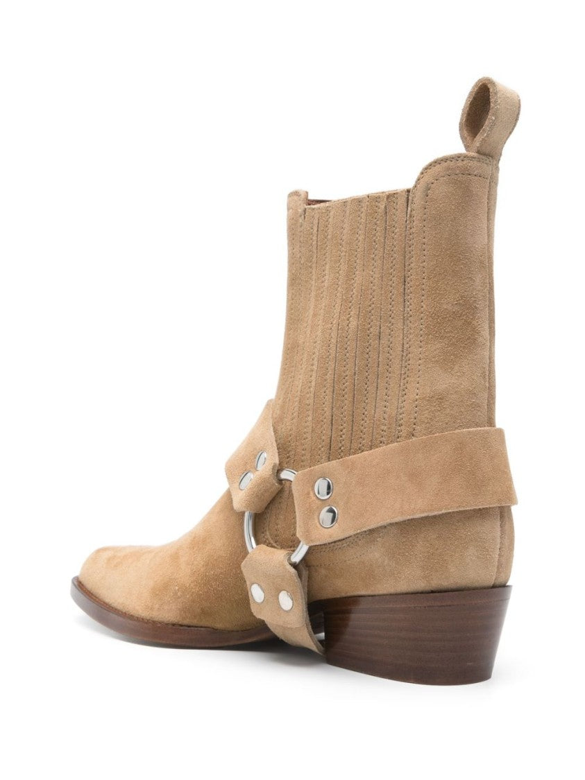 Paris Texas Brown Ankle Boots With Decorative Strap