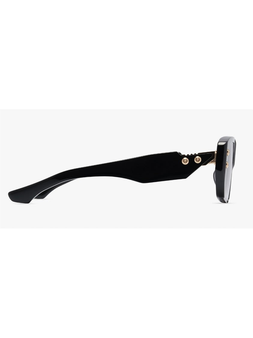 Dita Angular Black Acetate Sunglasses With Gold Accents