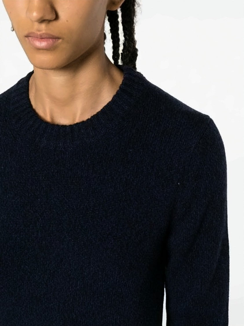 Ami Paris Soft Cashmere Blend Sweater With Ribbed Details
