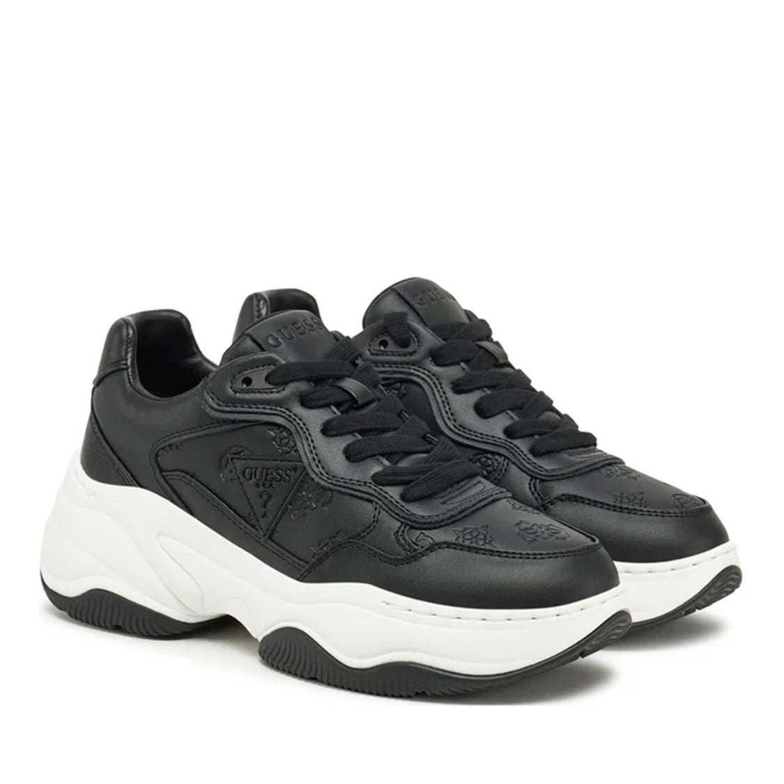 Guess Black Happy Embossed Logo Chunky Sneakers