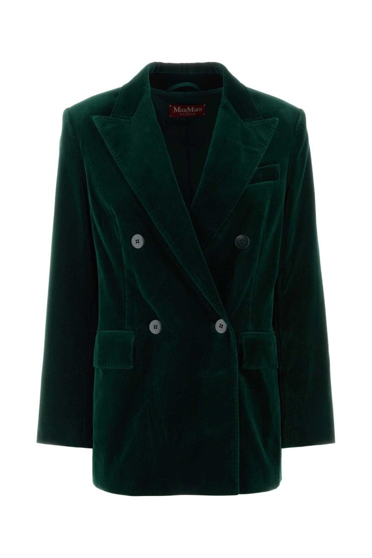 Mm Studio Tailored Double-Breasted Blazer With Velvety Texture