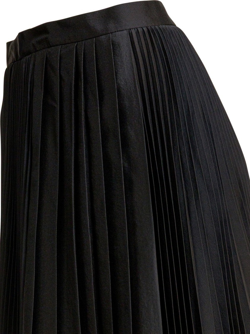 Sandbeige Dynamic Contrast Pleated Midi Skirt